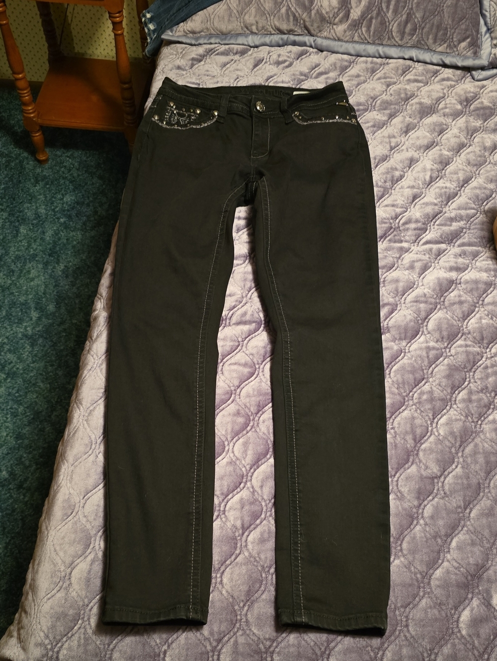 Sexy Couture Black Women's Slim Straight Jeans, Size 9